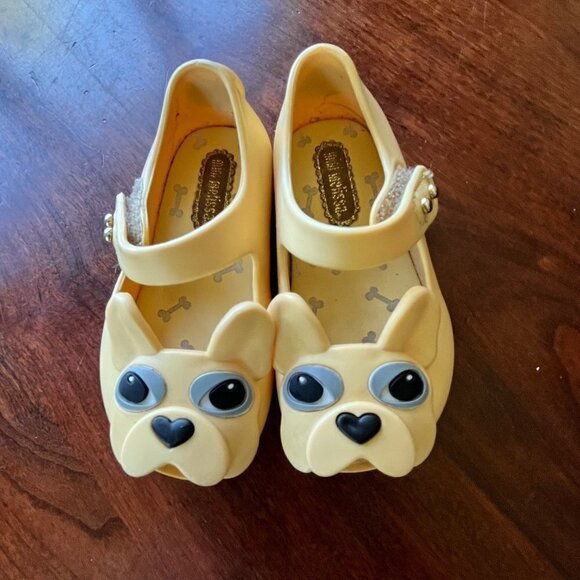 Mini Melissa Yellow French Bulldog Maryjane Flats- Size Infant‎ 5 - Picture 1 of 6